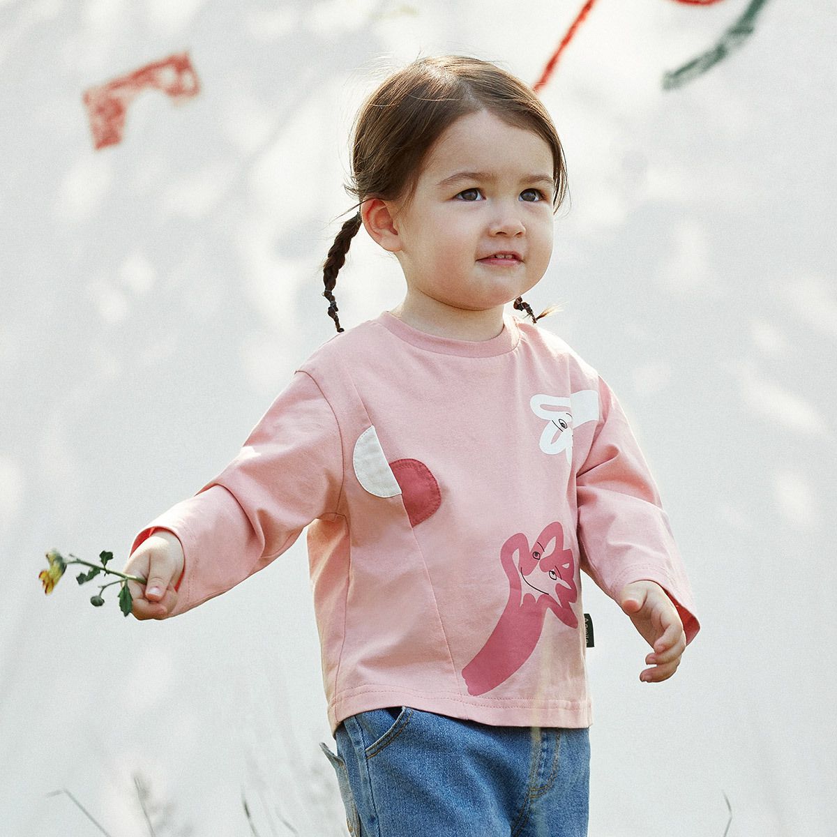 純棉Q萌長袖上衣-微笑-粉色