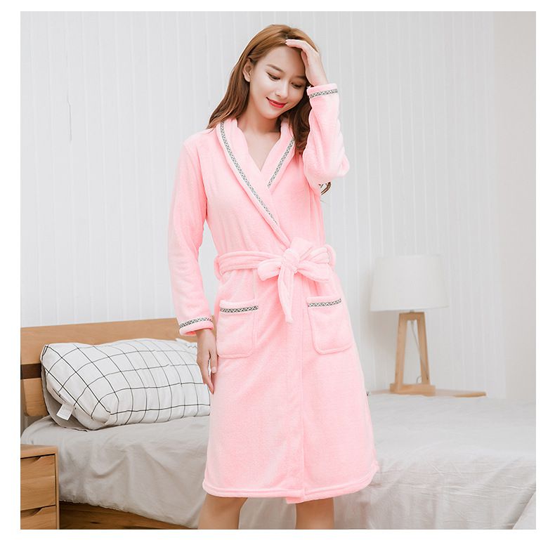 成人超柔軟珊瑚絨睡袍-愛心