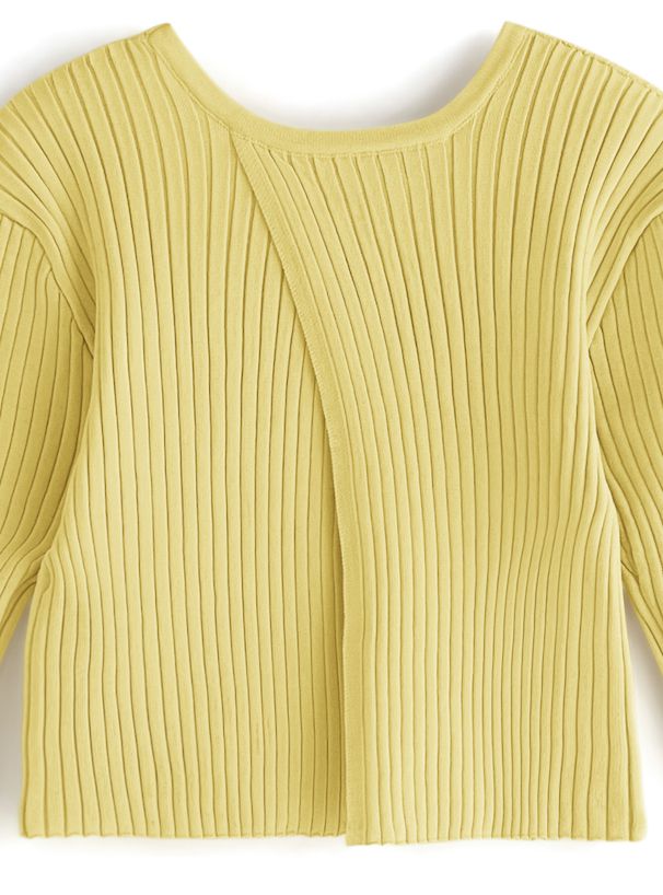 日本 GRL - 甜美交叉短版羅紋針織上衣-粉 (F)