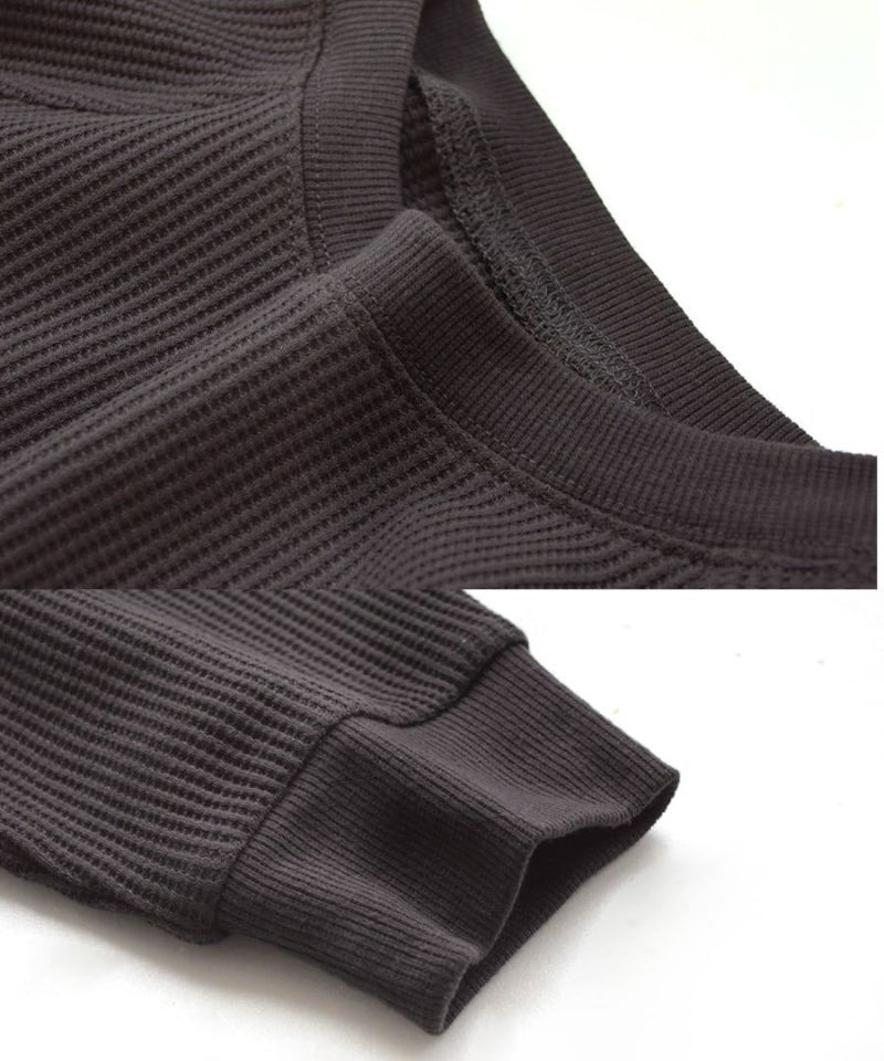 日本 zootie - 華夫格印花拼接長版上衣-深灰