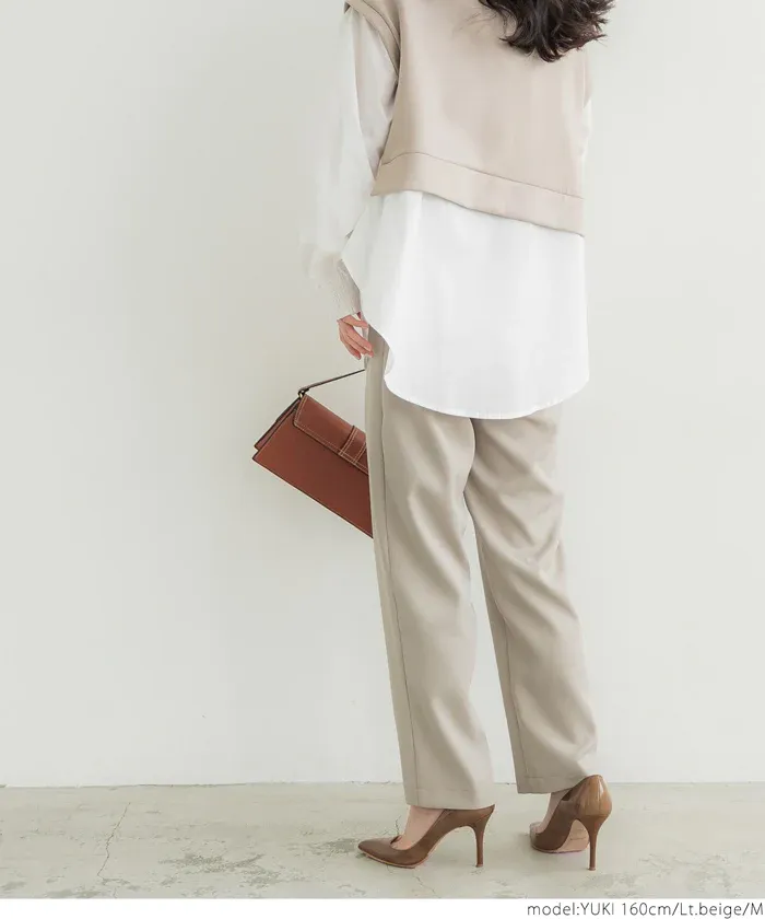 日本 COCA - 薄款打褶洗鍊修身錐型褲-米杏