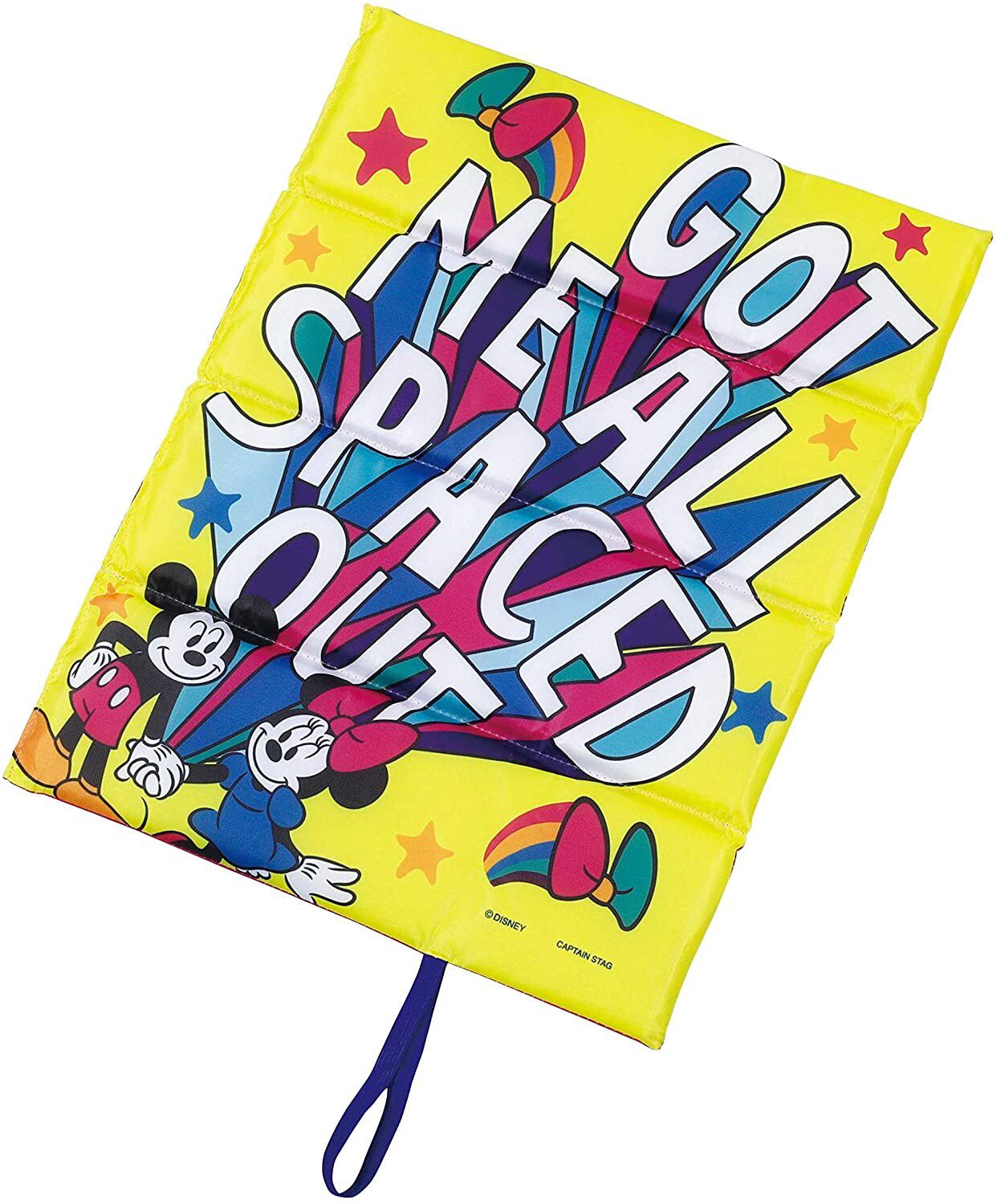 日本 Pearl 金屬 - 迪士尼單人折疊坐墊(1cm厚)-米奇米妮星星-黃X粉 (34×27.5cm)