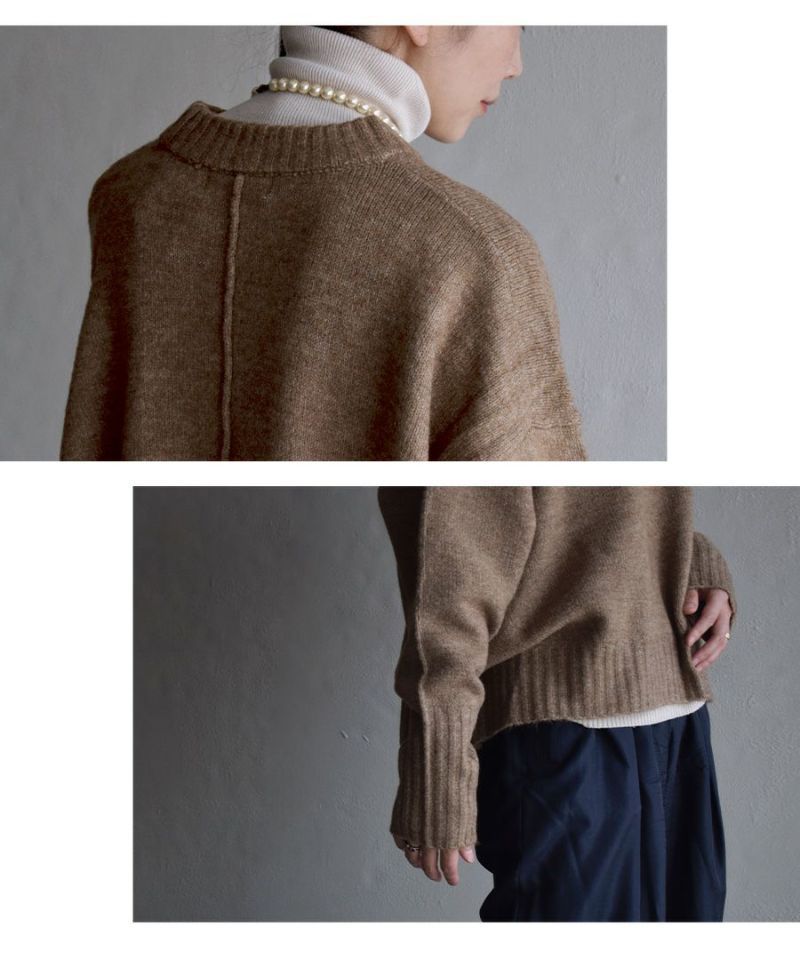 日本 zootie - 柔軟圓領短版針織毛衣-咖啡牛奶