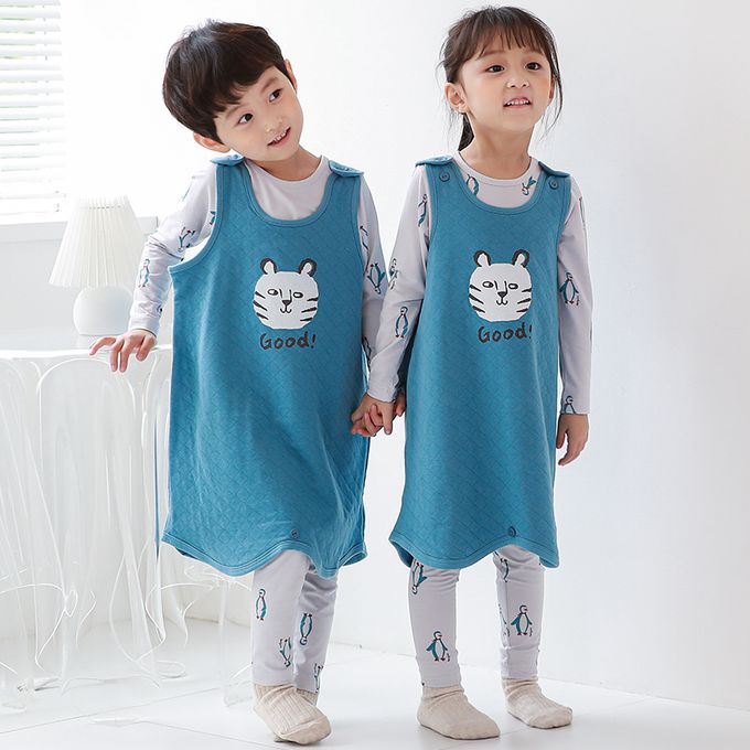 正韓 Cogibu - 極舒適無螢光劑 100% 有機棉幼兒/兒童鋪棉保暖防踢背心-小虎棒