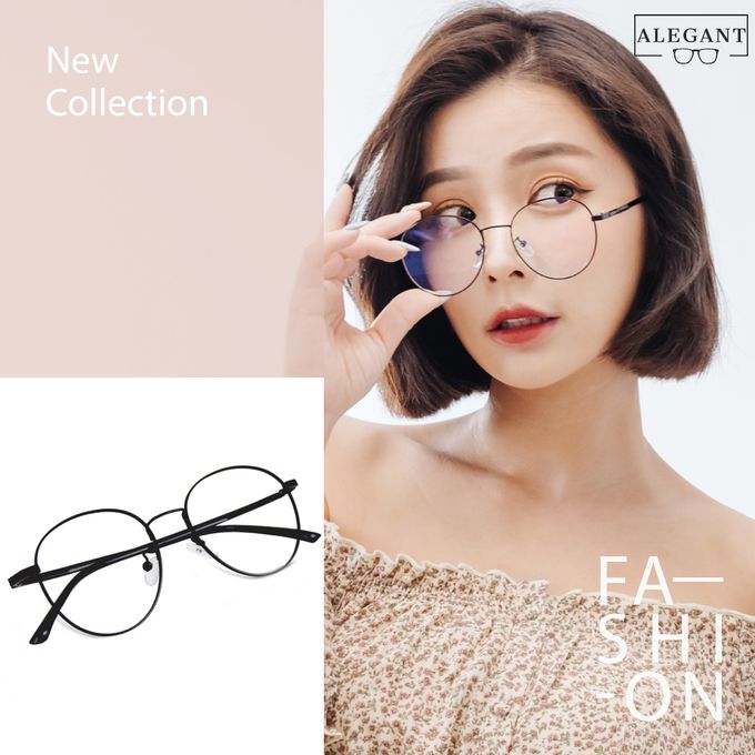 ALEGANT - 率性黑雪松橢圓鏡框輕量鏡腳UV400濾藍光眼鏡