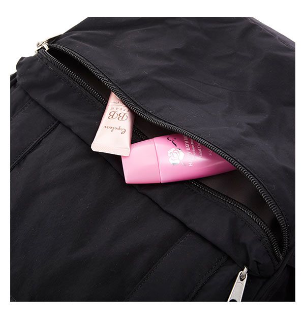 日本 Anello - 棉質尼龍風大開口後背包 10POCKET-Regular大尺寸-NV海軍藍