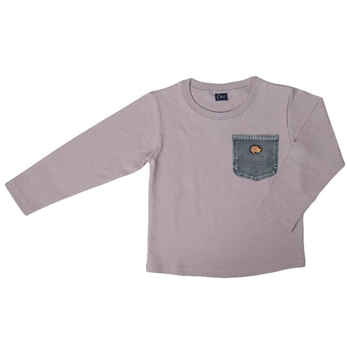 akachan honpo - T恤-丹寧布口袋-紫色