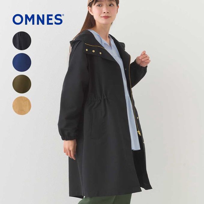 日本 OMNES - 潑水加工 派克連帽風衣長版外套-寶藍