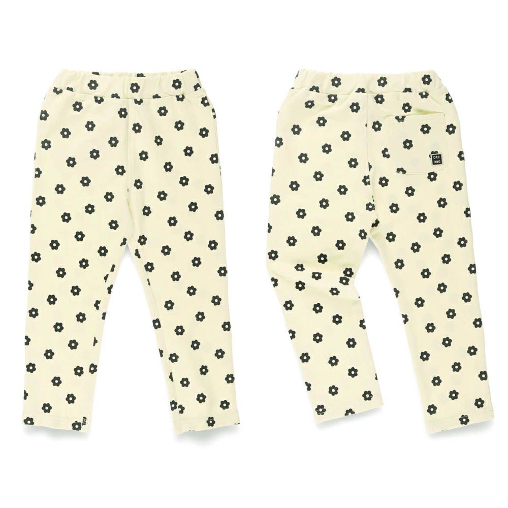 定番超彈力百搭長褲-小花-白