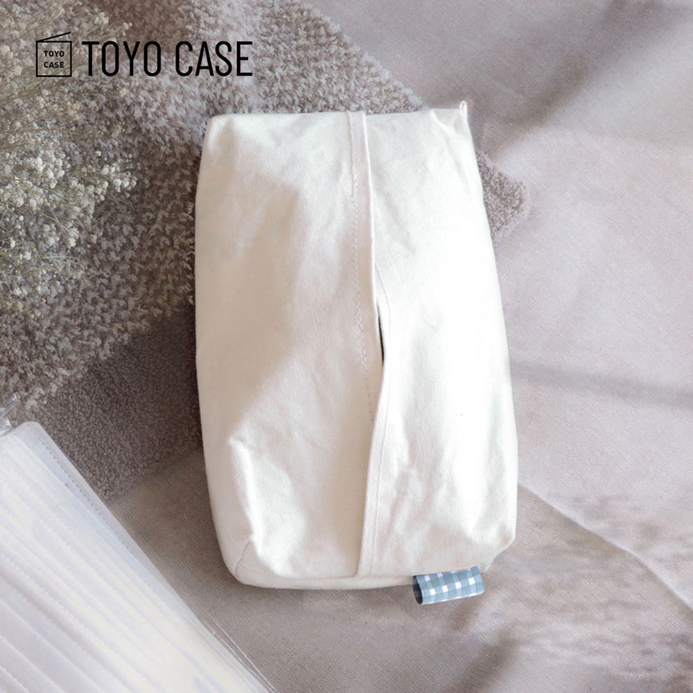 日本TOYO CASE - 棉麻布壁掛磁吸式口罩收納袋-氣質白