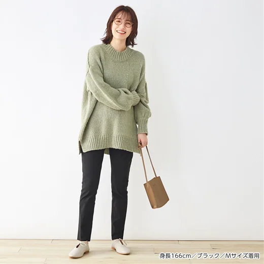 日本 BELLUNA - 簡約彈性美腿長褲-丹寧藍