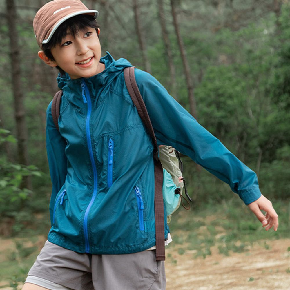 UPF50+原紗防曬連帽外套-加大帽簷-藍綠