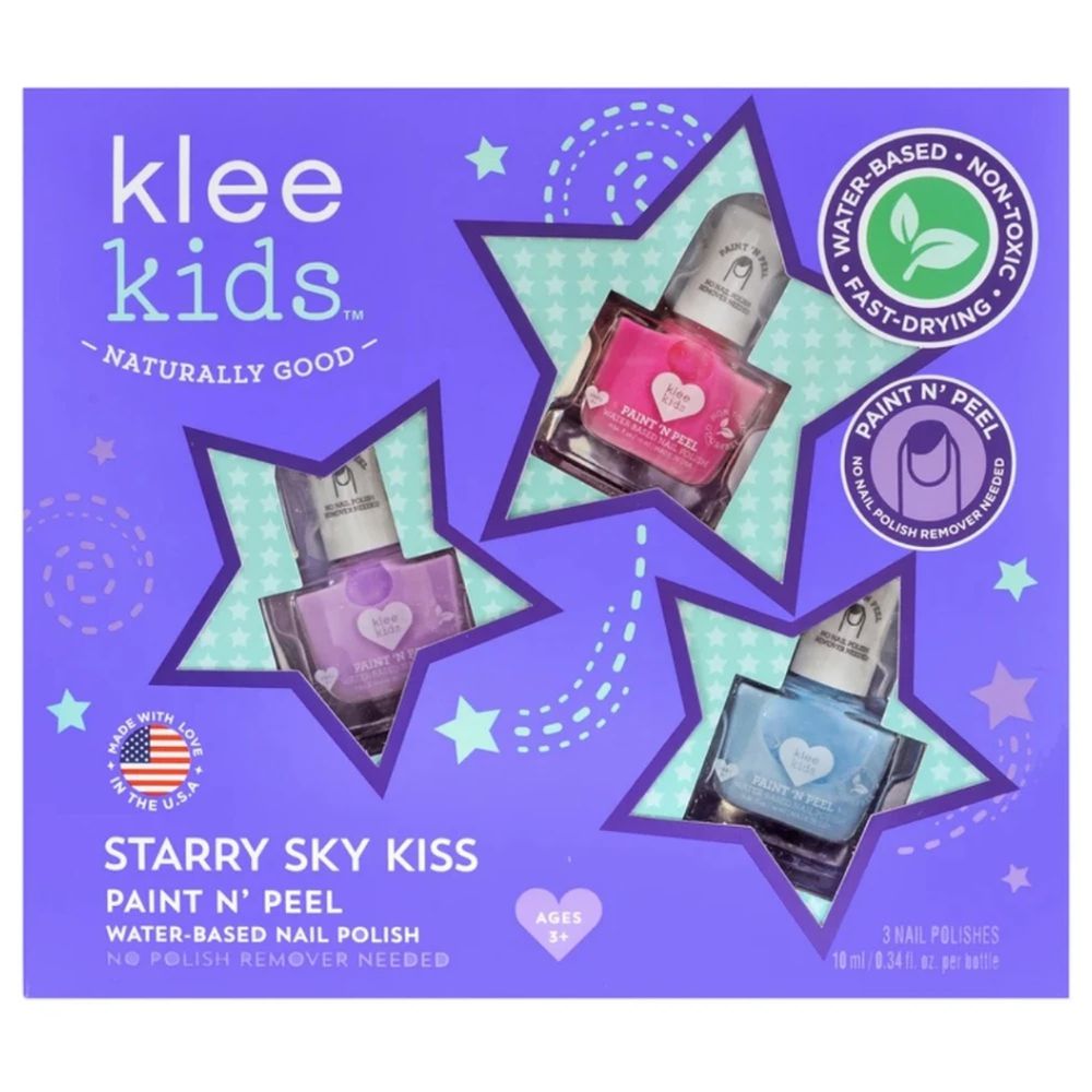 美國 Klee Kids - 閃亮星空指彩組-10ml X 3-甜心粉紅/薰衣草紫/天使藍