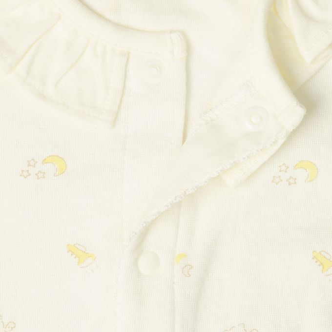 akachan honpo - 長袖蓬鬆有機棉連身衣-淺卡其色 (50～70cm)