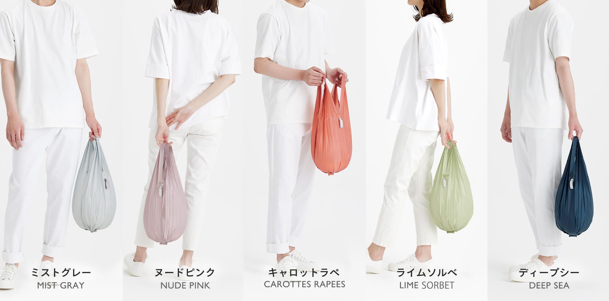 日本 MARNA - Shupatto 秒收摺疊購物袋-Drop水滴輕薄款-冰河灰 (S(25x50cm))-耐重 5kg / 12.6L