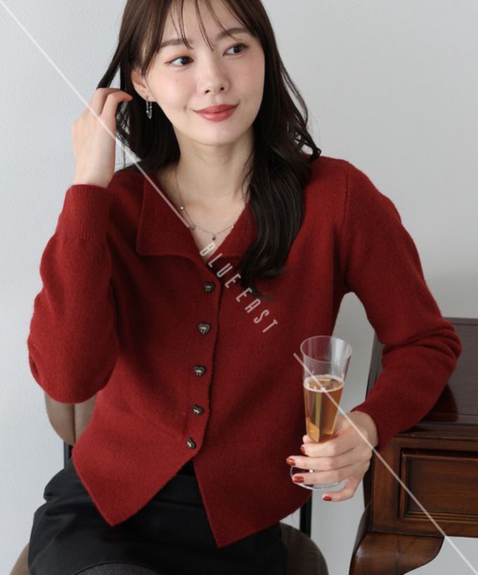 日本 BLUE EAST - 愛心蝴蝶結扣成熟甜美針織開襟衫-白 (M)