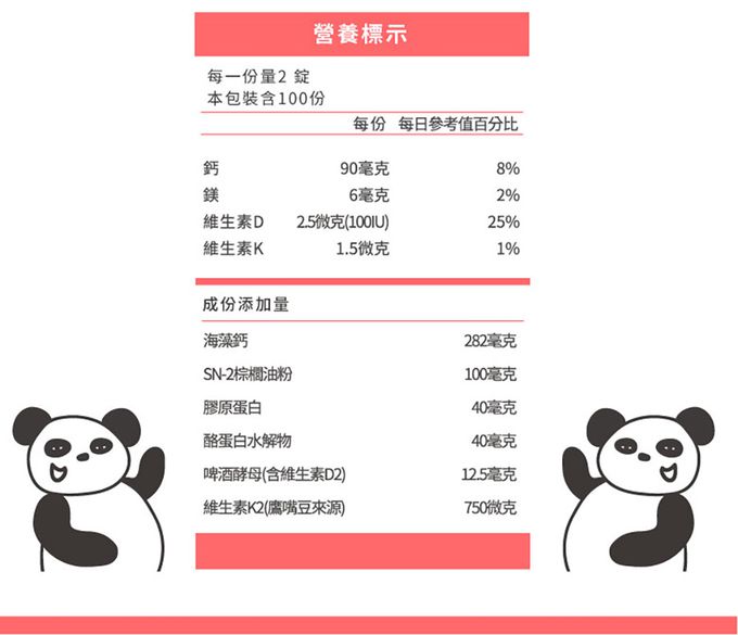 鑫耀生技Panda - 膠原海藻鈣錠+蔬果綜合維他命嚼錠