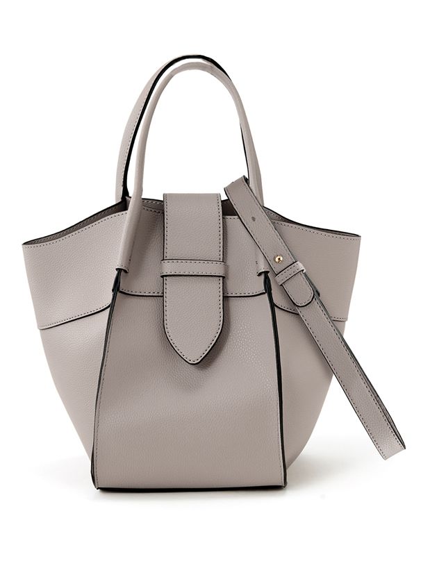 日本 GRL - 2way仿皮大開口托特包/側背包-棕