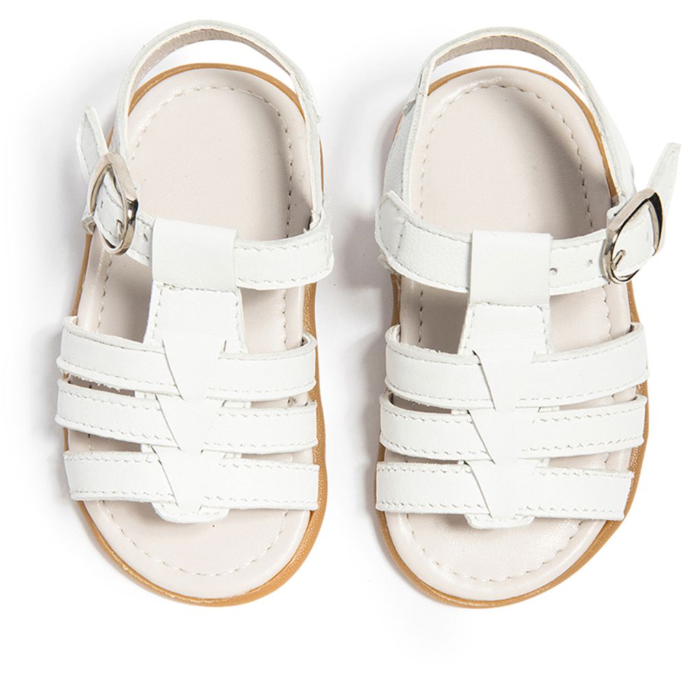 英國 shooshoos - 健康無毒真皮手工涼鞋/童鞋-純白一夏