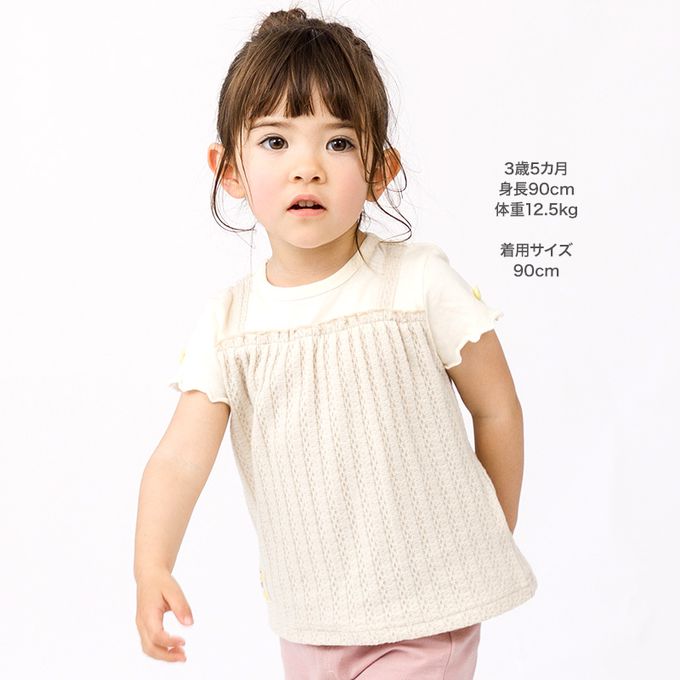 日本 ZOOLAND - 100%綿 溫柔緹花木耳短袖上衣-玫紅