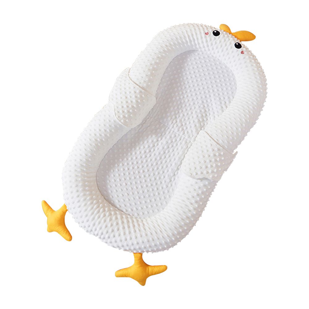 多用途嬰兒中床 防吐奶防翻身(附玩具架 防吐奶枕 蚊帳 隔尿墊)-小黃雞-蜂窩透氣款 (100x56cm)