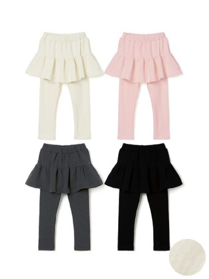 韓國 OZKIZ - (內裡磨毛)百搭彈性內搭褲裙-象牙白