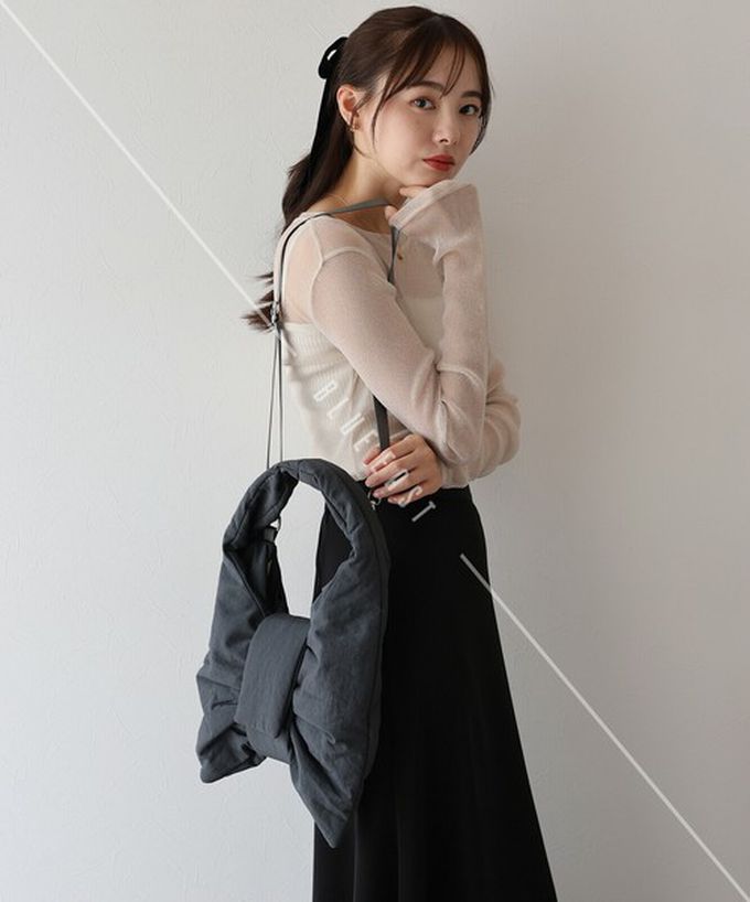 日本 BLUE EAST - 大蝴蝶結造型柔軟2way側背/手提包-淺米