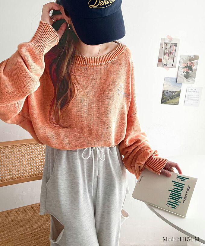 日本 Classical Elf - 厚磅棉復古刷色感logo長袖上衣-大地棕