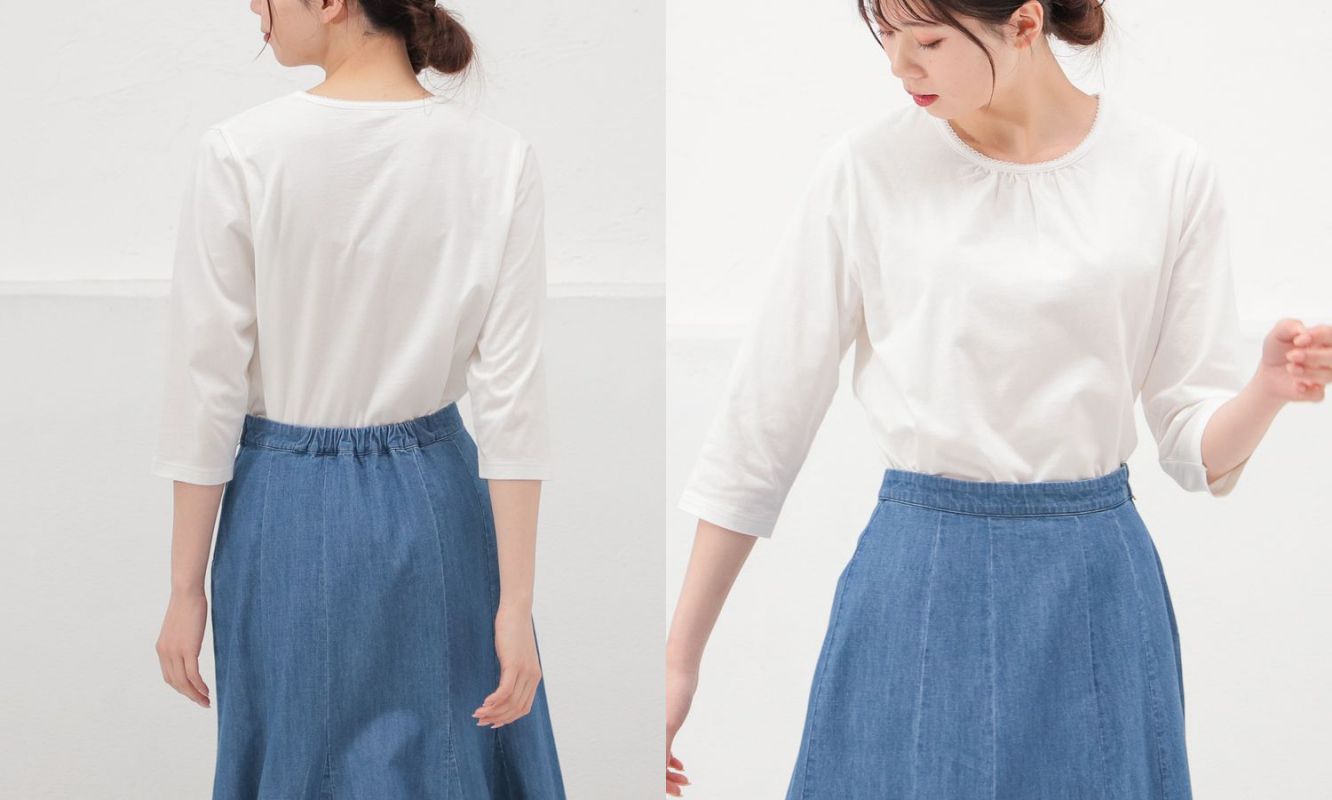 日本 Honeys - V字荷葉領七分袖襯衫-碎花-白