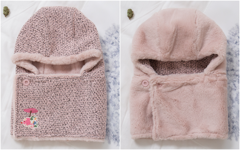 韓國 Victoria & Friends - 2way內刷毛針織圍脖帽-灰藍