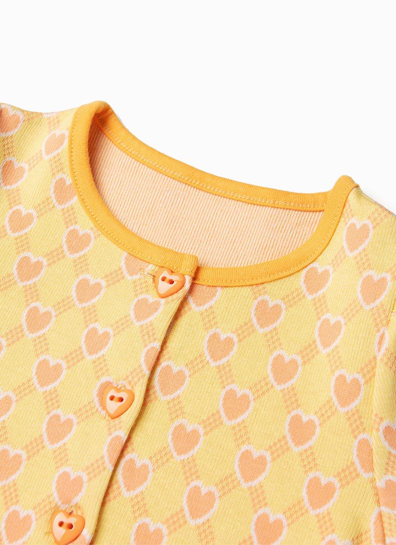 韓國 OZKIZ - 滿版粉愛心紋兩件式裙裝套裝-黃