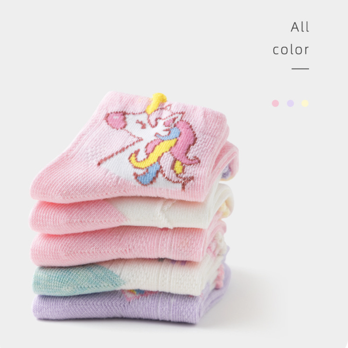 love, charlotte - 夢幻獨角獸短筒棉襪-5 雙一組