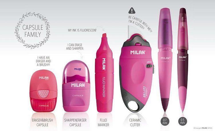 MILAN - 果凍自動鉛筆_0.7(2入)+0.7筆芯2B(1入)-蜜桃紅/湖水藍