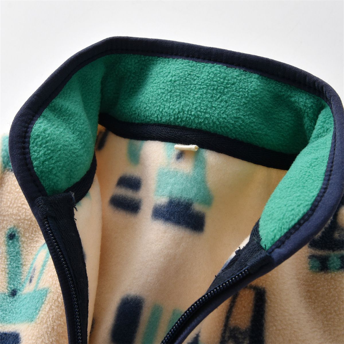 Fleece搖粒絨兒童外套-紫線條角形