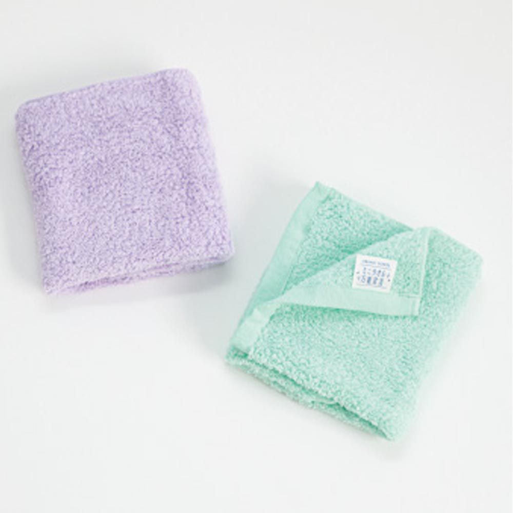 日本代購 - 日本製 柔撚5倍吸水力小方巾/毛巾2件組-淺紫+薄荷 (33x40cm)