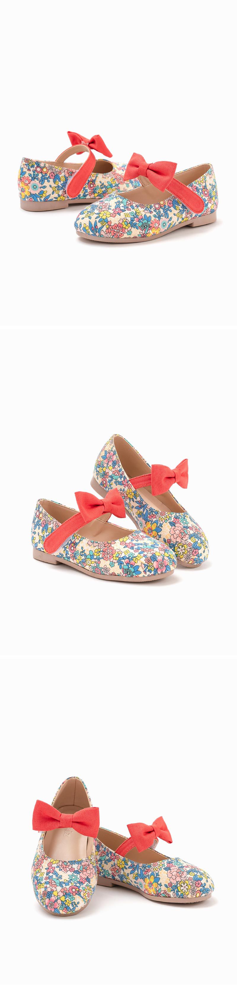 韓國 OZKIZ - 蝴蝶結繫帶彩色花園皮鞋