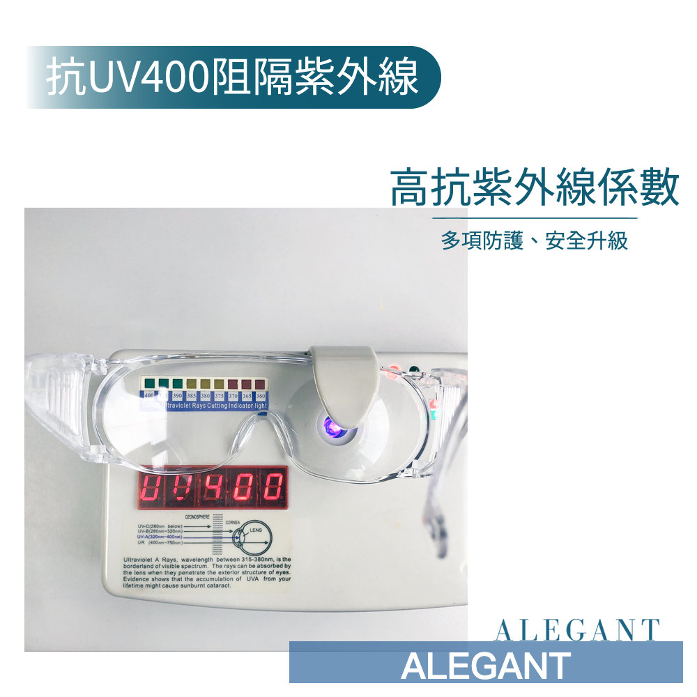 ALEGANT - MIT一體成形加大鏡片強化防霧防護眼鏡/安全/防護/全罩式/外掛/防風眼鏡/護眼首選