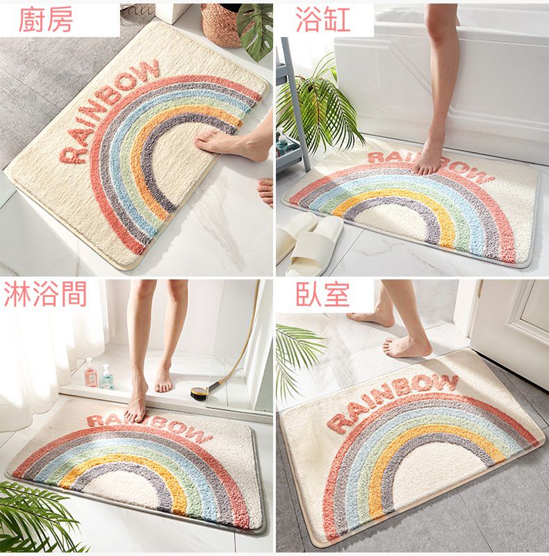 快速吸水植絨浴室腳踏墊-簡約條紋-灰色