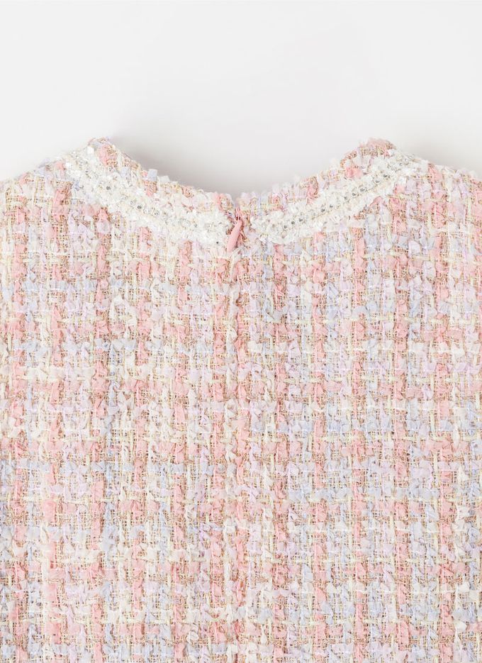 韓國 OZKIZ - 小香編織風格連身背心洋裝-粉紫