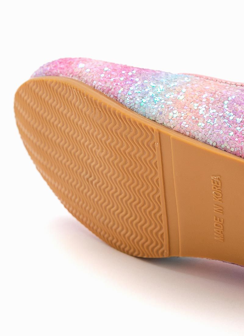 韓國 OZKIZ - 夢幻人魚色亮粉低跟皮鞋