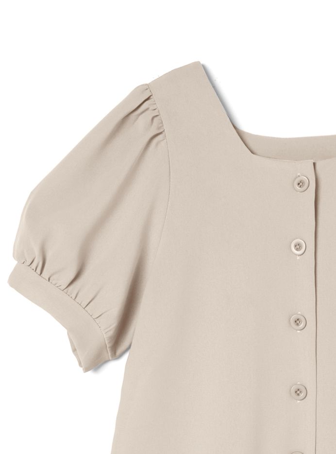 日本 GRL - 方U領短袖上衣X綁帶短褲套裝-氣質杏 (Free)