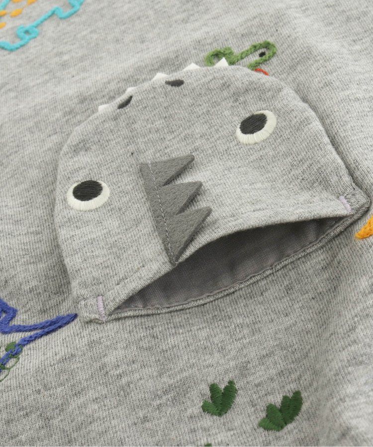 日本 BIT'Z - 彩色刺繡滿版恐龍短袖上衣-灰