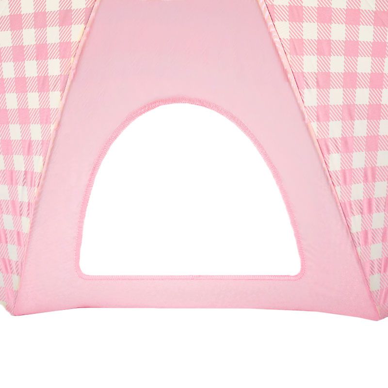 akachan honpo - 雨傘 圓弧狀傘珠-素面×格紋-粉紅色