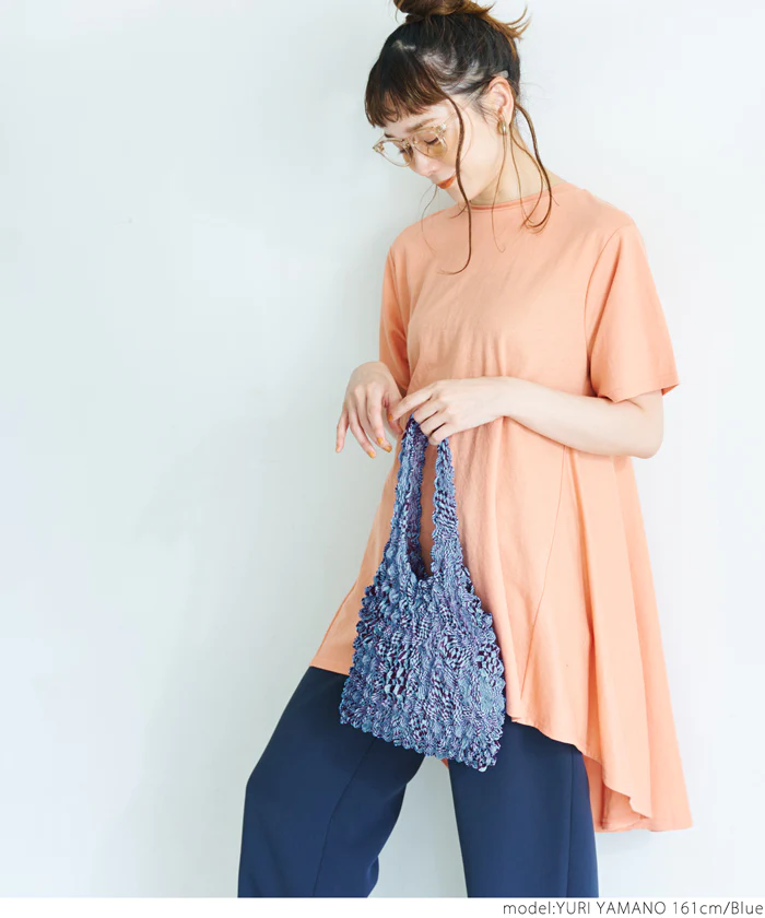 日本 COCA - 泡泡皺褶伸縮容量環保袋-手提/肩背款-暗夜海洋