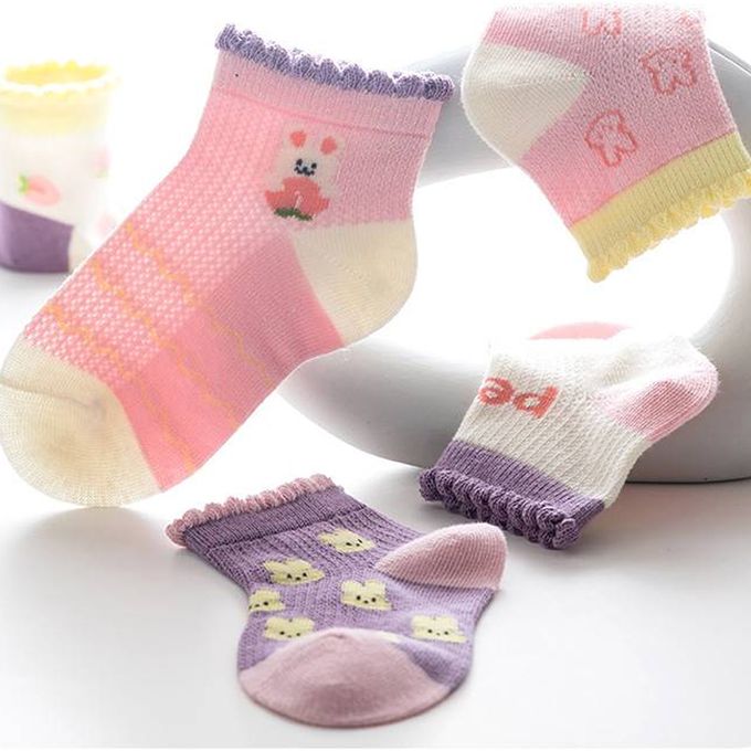 腳ㄚ子 - 幼/兒童透氣網眼襪 童襪 襪子 棉襪 兒童襪-粉色小桃