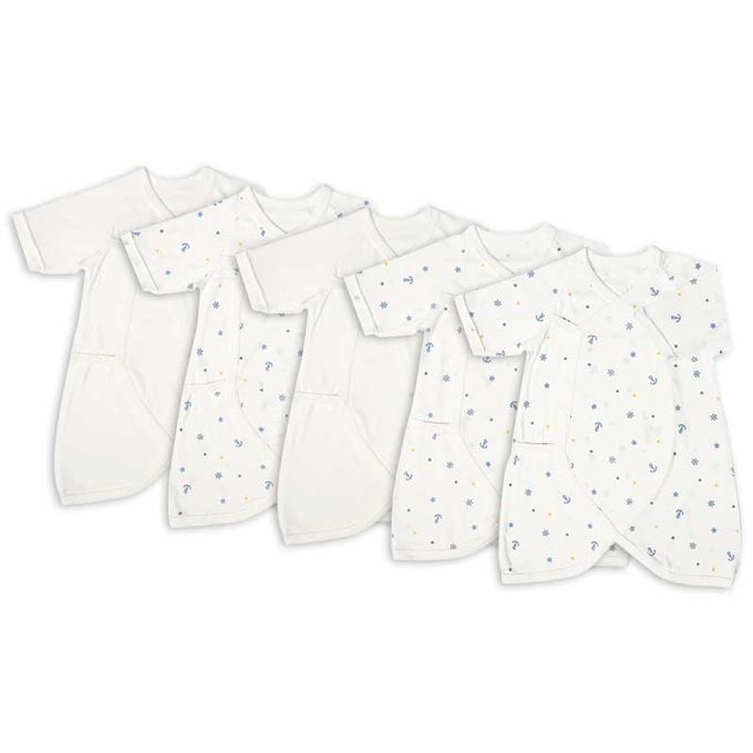 akachan honpo - 新生兒內衣10件組-按扣款-奶油色 (肚衣:50cm蝴蝶裝:50~60cm)