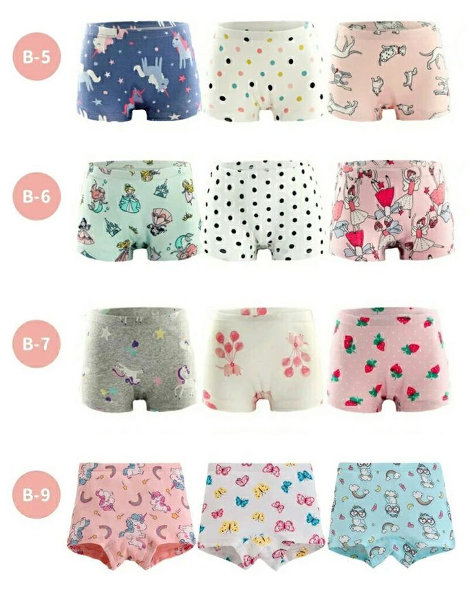 日本 Ho-ho kids - [樂天4冠王]純棉透氣女孩內褲(3入)-獨角獸x點點x動物-深藍白粉紅