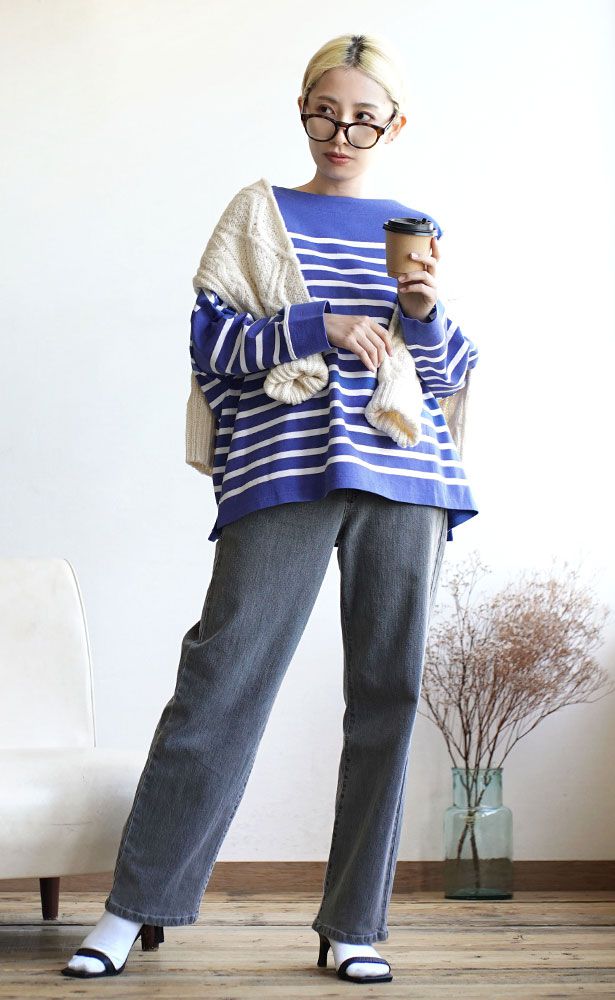 日本 zootie - 抗油污 寬鬆船型領長袖上衣-紅