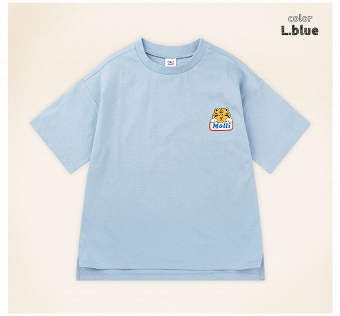 韓國 mollimelli - Molli老虎印五分袖套裝-淺藍