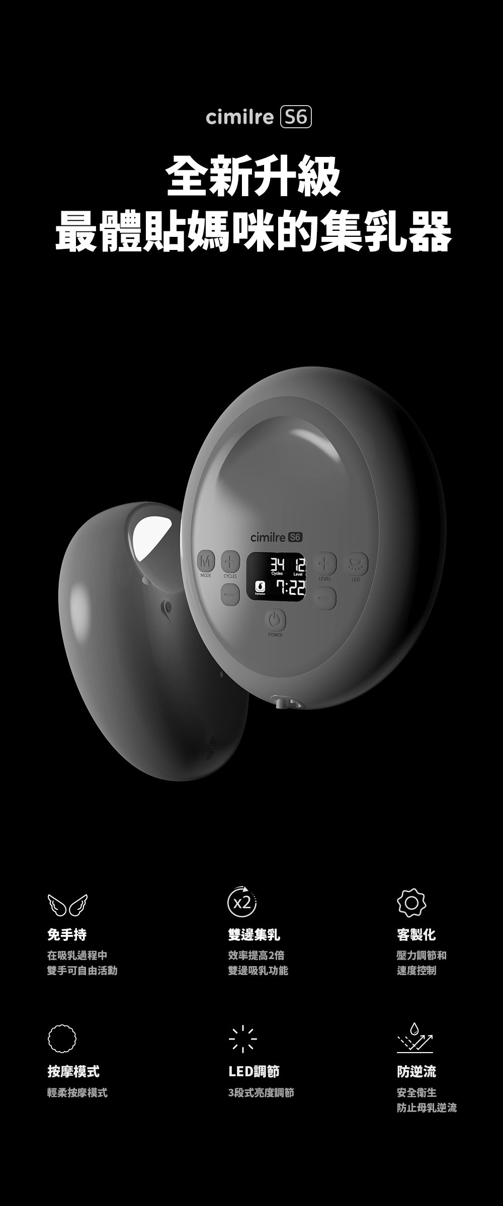 cimilre馨乃樂 - 醫療級雙邊自動集乳器-S6旗艦版-白 (20x16x10cm)